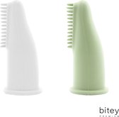 Bitey Premium - Babytandenborstel - Vingertandenborstel voor baby - Duo-pack - BPA vrij - Zachte siliconen - Siliconen - Baby - Kind - Peuter - Olive Serenity