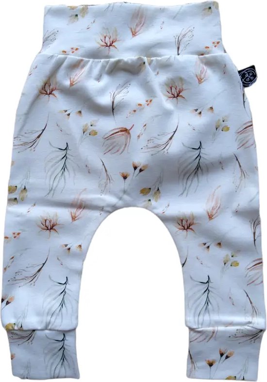 Pantalon Boho Flower - Blanc cassé - Broekiezzz - Taille 62 - Coton biologique