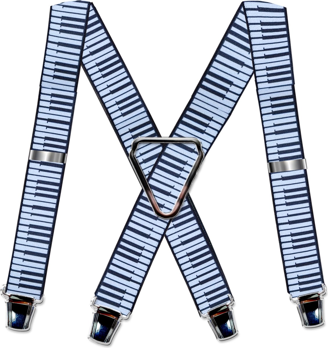 4-point suspenders 'Striped' with wide extra strong sturdy clips Piano keyboard style Color
