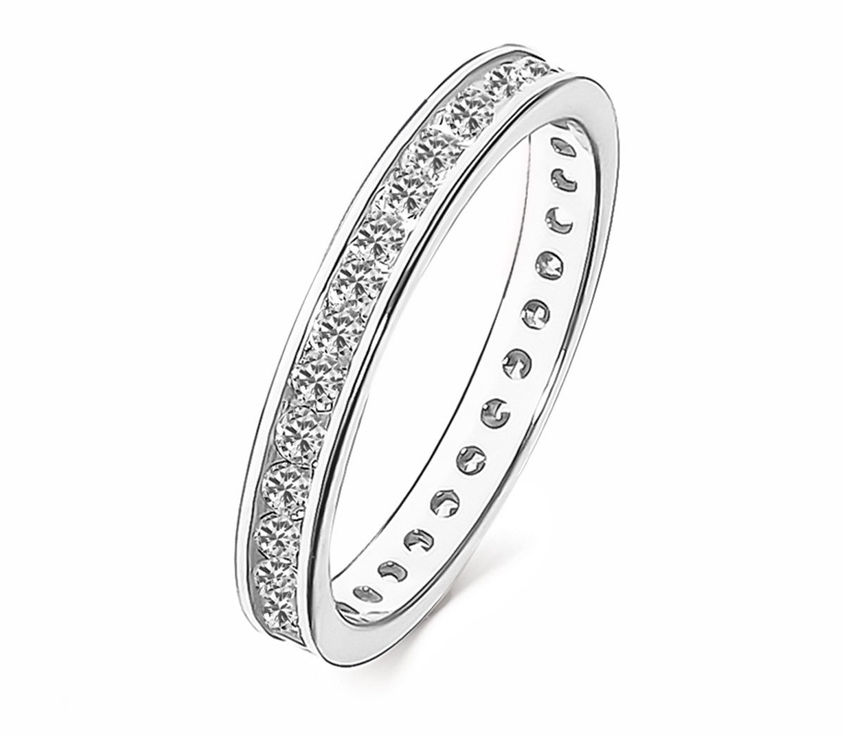 Juwelier Zwartevalk Zilveren (Gerhodineerd) Dames Ring met Zirkonia 52 mm (omtrek) / 16½ mm. 21.276--