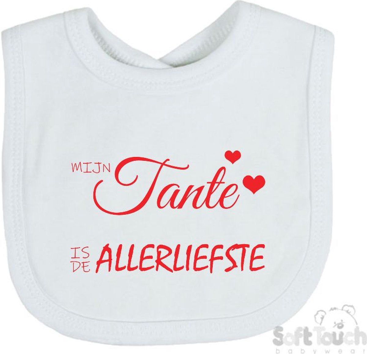 Goedkoopste Soft Touch Slabber Slabbetje Slab Mijn tante is de allerliefste Unisex Katoen Wit/rood Maat 33x22 Cm