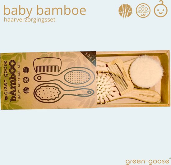 green-goose® Baby Bamboe Pakket XL - Haarverzorging Baby - Duurzaam - Baby Borstels - Baby Kam van Merkloos — afbeelding 4
