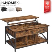 IN.HOMEXL Table basse - Table basse avec tiroir - Table basse carrée - 60 cm x 100 cm x (48-62) cm - Marron - Luigi V1
