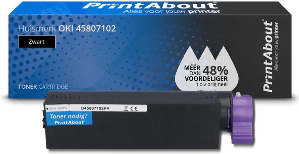 PrintAbout - Alternatief voor de Oki 45807102 / zwart