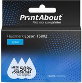 PrintAbout huismerk Inktcartridge T5802 Cyaan geschikt voor Epson