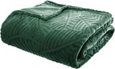 b'Fleece Plaid Leaves - 220 cm x 240 cm - Groen'