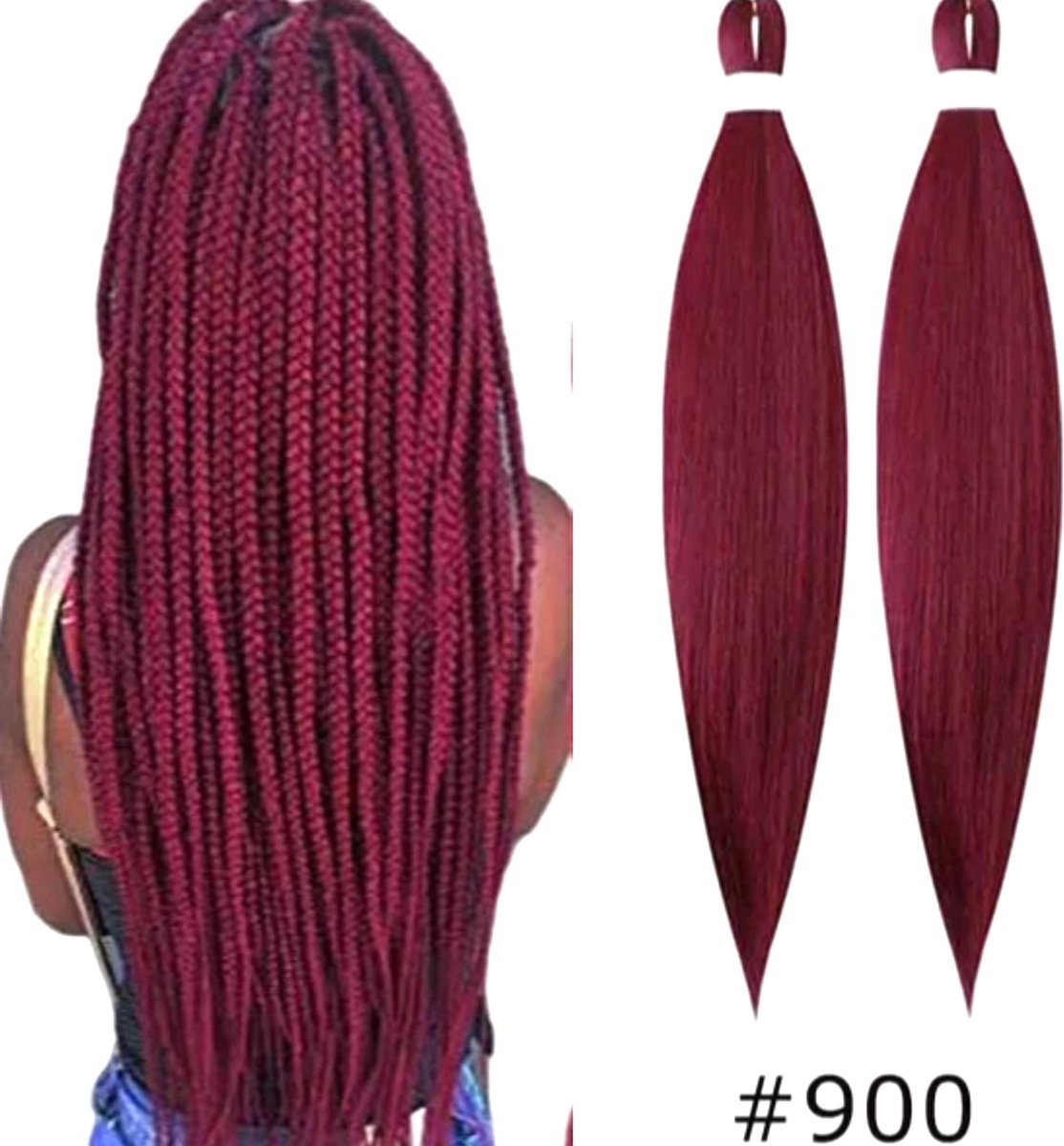 Frazimashop- 26 inchkleur #900 Burgundy pre gerekt jumbo-Vlechthaar vlecht haar pre stretched braiding hair crochet box braids