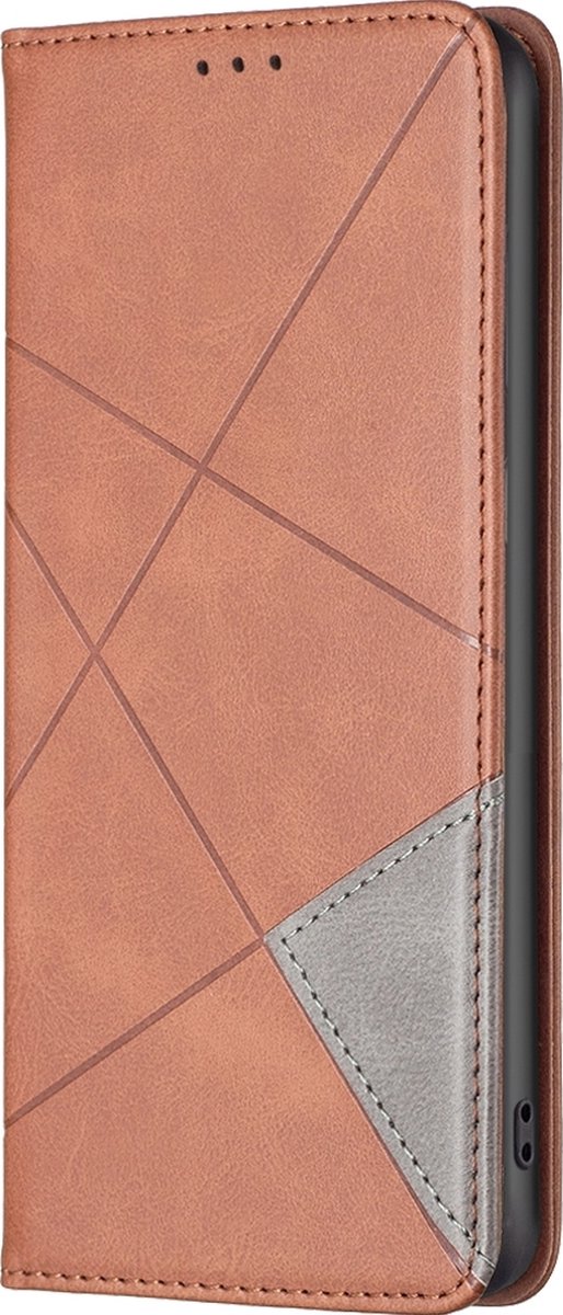 Mobigear Telefoonhoesje geschikt voor Samsung Galaxy S24 Ultra Hoesje | Mobigear Rhombus Slim Bookcase | Pasjeshouder voor 2 Pasjes | Telefoonhoesje voor Pinpas / OV Kaart / Rijbewijs - Bruin