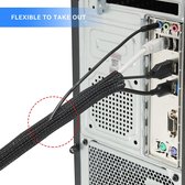 6,1 m Kabelslang, 12-20 mm, zelfsluitend kabelkanaal, flexibel geweven kabelmantel, kabelmanagement voor bureau, tv, computer, pc, kabelbescherming voor hond, kat, zwart