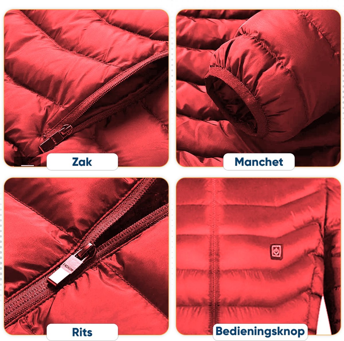 Elektrische USB-verwarmde jas voor dames en heren, met 19 verwarmingszones, 4 instelbare temperaturen, wasbaar en warm, kledingstuk voor winter, jacht, motorfiets, skiën, Blauw
