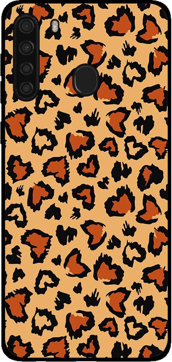 Smartphonica Telefoonhoesje voor Samsung Galaxy A21 met tijgerprint - backcover met panterprint - Bruin geschikt voor Samsung Galaxy A21