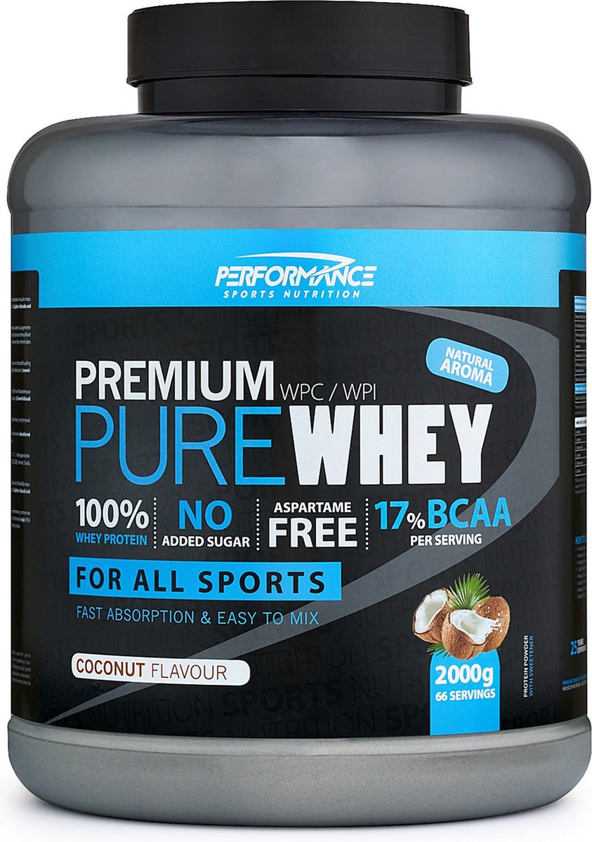 Performance - Pure Whey (Cocos - 2000 gram) - Whey Protein - Eiwitpoeder - Eiwitshake - Sportvoeding - 66 shakes