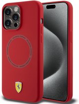 Ferrari Silicone Back Case (MagSafe Compatible) - Geschikt voor Apple iPhone 15 Pro Max (6.7") - Rood