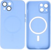 Hoesje Geschikt voor iPhone 15 Plus - Back Cover - MagSafe Hoesje met Camera Beschermer - Blauw