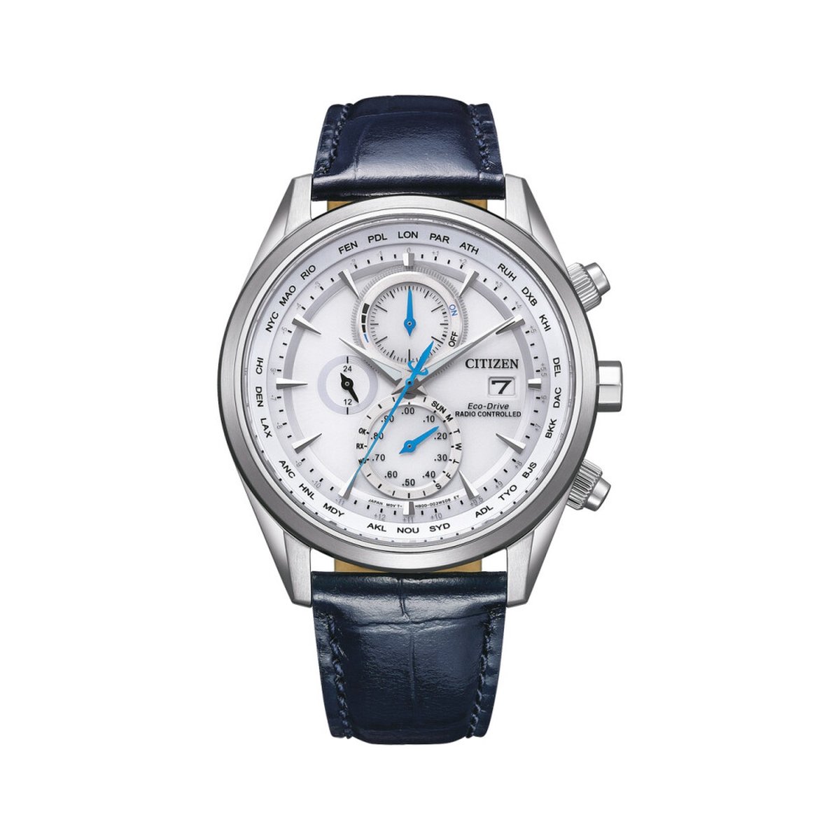 Citizen AT8260-18A Horloge - Leer - Blauw - Ø 43 mm