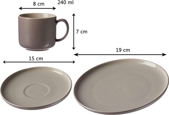 Koffieservies, aardewerk Osita, crèmewit