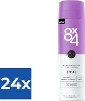 8x4 Deodorant Spray No 4 Vibrant Flower 150 ml - Voordeelverpakking 24 stuks