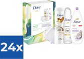 Geschenk Dove  Blissfully Relaxing Douchegel 225 ml- Bodylotion 250 ml- Deospray 150 ml & Puff - Voordeelverpakking 24 stuks