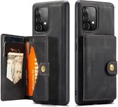 CaseMe JH-01 Hoesje Geschikt voor Samsung Galaxy A32 5G | Back Cover met Magnetische Kaarthouder | Beschermhoes Pasjeshouder Achterkant | 4 Pasjes en Briefgeld | Zwart