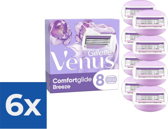 Foto: Gillette venus comfortglide breeze scheermesjes voor vrouwen 8 navulmesjes voordeelverpakking 6 stuks