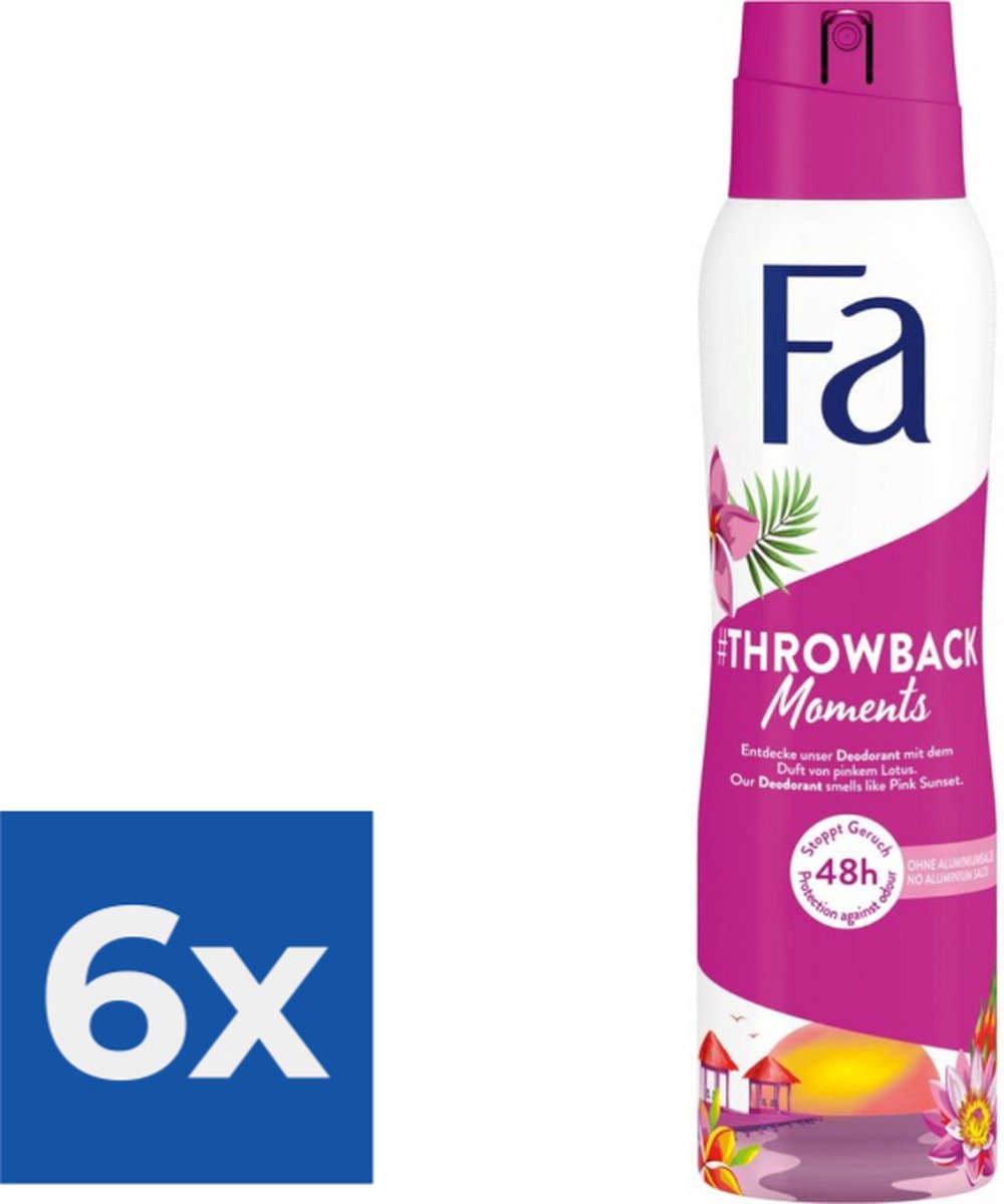 Goedkoopste Fa Deo spray 150 ml Throwback Moments - Voordeelverpakking 6 stuks