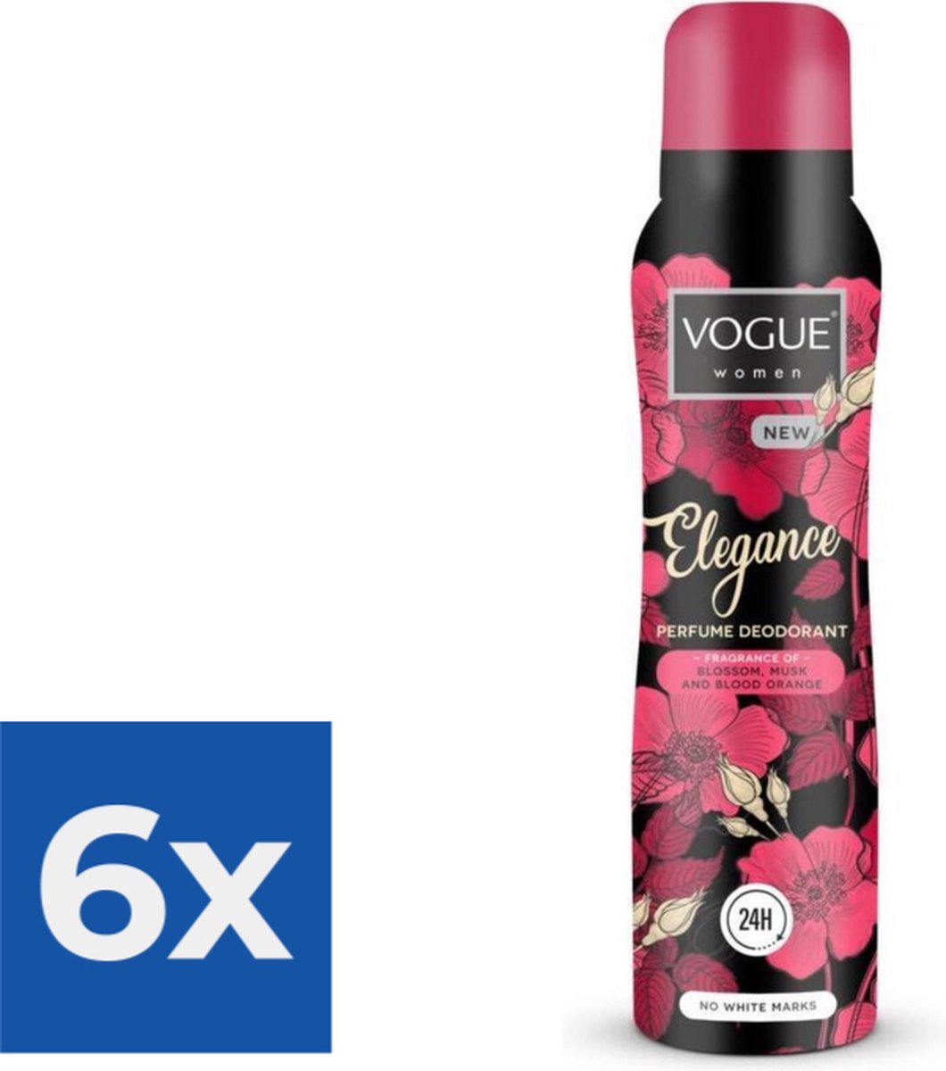 Goedkoopste Vogue Elegance Parfum Deodorant 150 ml - Voordeelverpakking 6 stuks