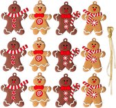 FLOOQ Koekemannetjes Kerstversiering - 12 stuks - Kerstdecoratie voor binnen - Gingerbread Bear - Kerstboomversiering