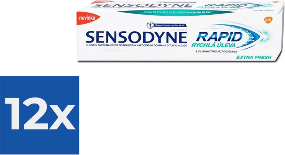 Sensodyne Tandpasta - Rapid Relief Extra Fresh - 75ml - Voordeelverpakking 12 stuks
