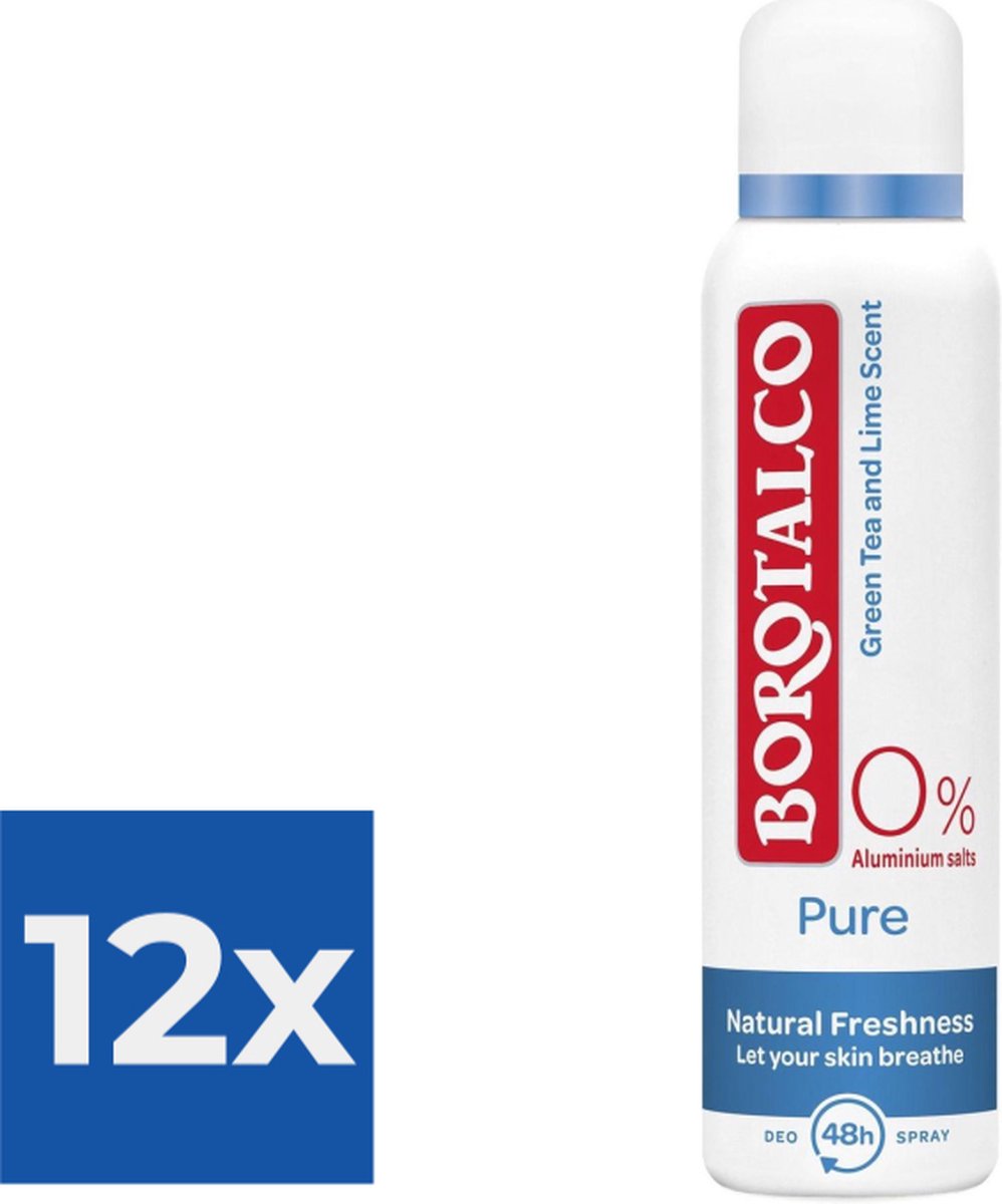 Borotalco Deospray Pure Natural Freshness 150ML - Voordeelverpakking 12 stuks
