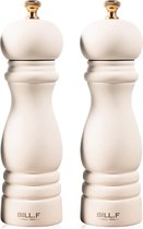 Zout- en pepermolen set, houten pepermolen, set van 2, handmatige zout- en pepermolen, navulbaar, 7 inch (witte set)