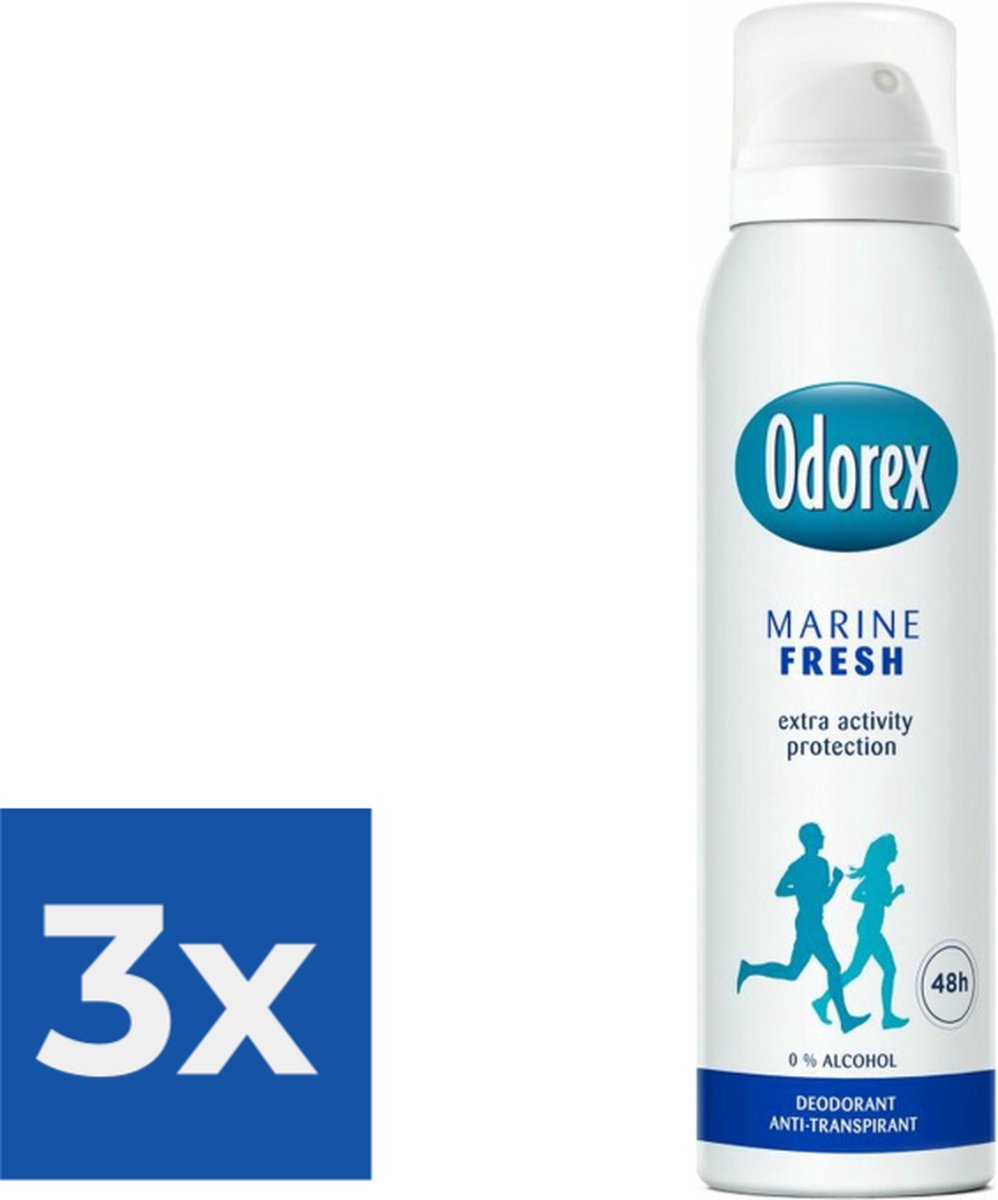 Goedkoopste Odorex Deospray - Marine Fris 150 ml - Voordeelverpakking 3 stuks