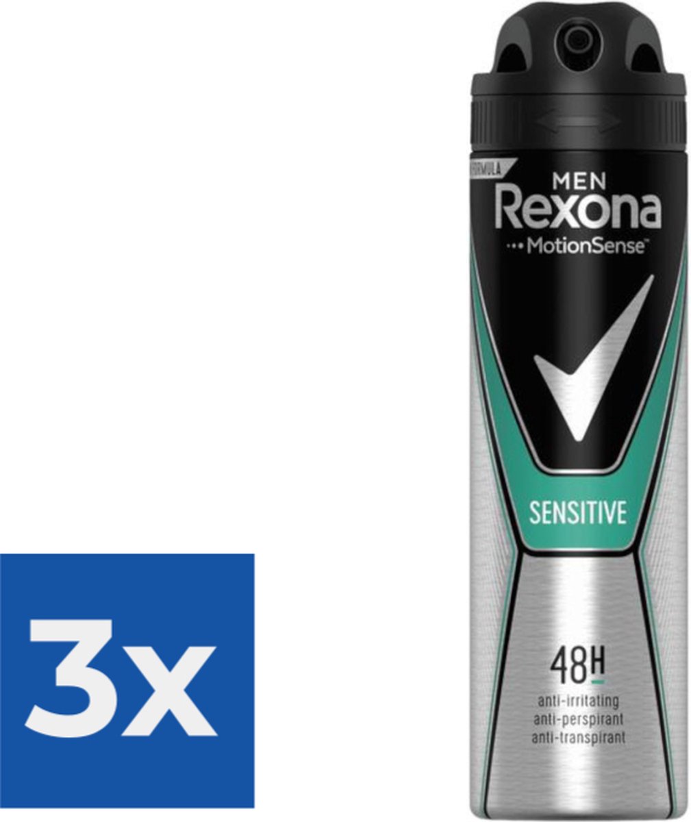 Goedkoopste Rexona Men Sensitive - 150 ml - Deodorant - Voordeelverpakking 3 stuks