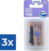 Jordan Dun 2-Zijdig - 100 st - Tandenstoker - Voordeelverpakking 3 stuks