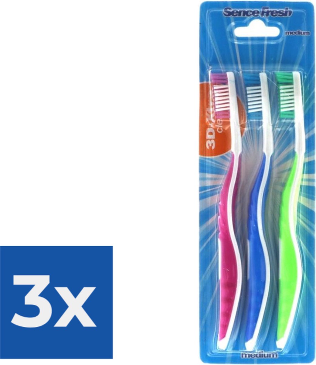 Sencefresh Tandenborstel - Medium 3D-Extra Clean 3 st. - Voordeelverpakking 3 stuks