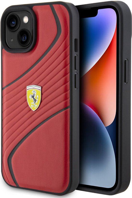 Ferrari Twist Metal Logo Back Case - Geschikt voor Apple iPhone 15 (6.1") - Rood