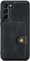 CaseMe JH-01 Hoesje Geschikt voor Samsung Galaxy S23 Plus | Back Cover met Magnetische Kaarthouder | Beschermhoes Pasjeshouder Achterkant | 4 Pasjes en Briefgeld | Zwart