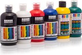 Südor® acrylverfset 6 x 250 ml (1500 ml) dekkende schilderverf sneldrogend hoog percentage kleurpigmenten geschikt voor acrylgieten voor schilderen op hout, steen, canvas, glas, kunststof
