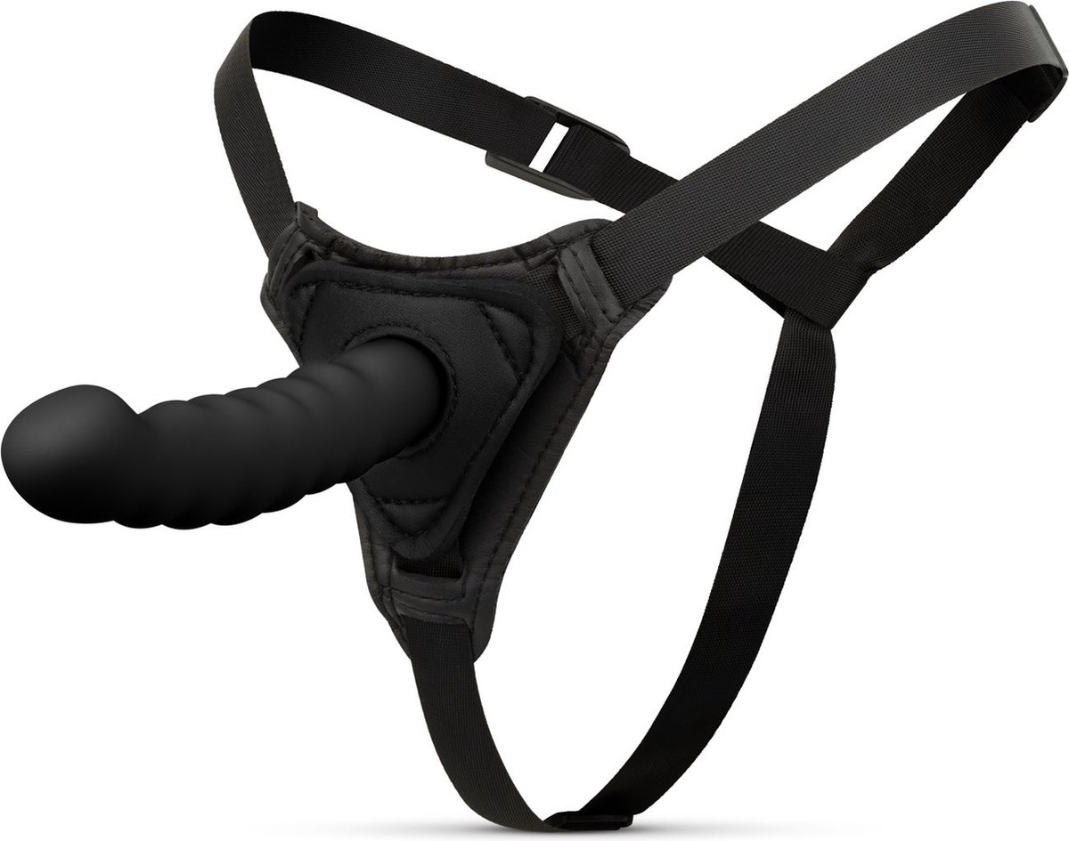 Goedkoopste EasyToys - Siliconen Strap On - Gebogen - Strapon - Pegging - Strapon Voorbinddildo - Strapon Harnas - Voorbinddildo - Dildo - Dildo's - Zwart