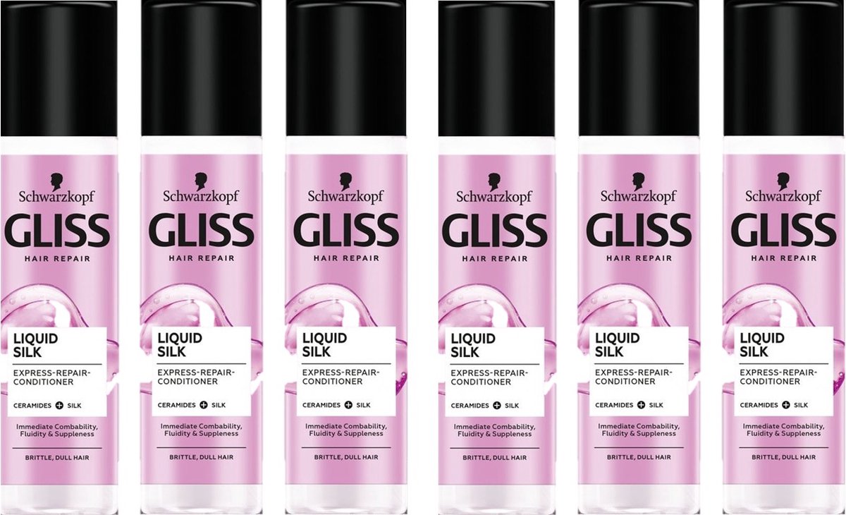 Gliss Kur Anti-klit Spray Liquid Silk Gloss - Voordeelverpakking 6 x 200 ml