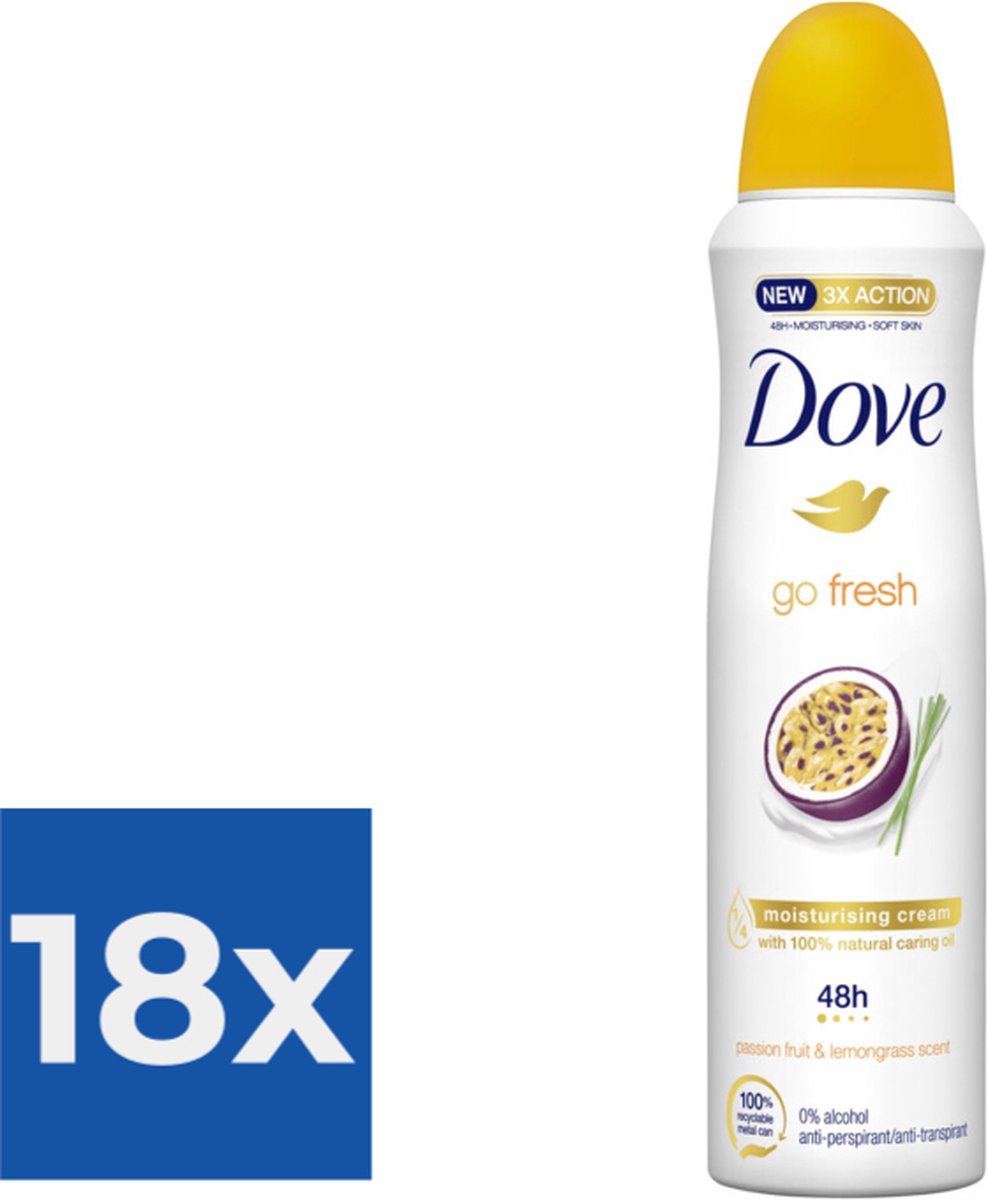Goedkoopste Dove Deospray - Passievrucht & Citroengras 150 ml - Voordeelverpakking 18 stuks