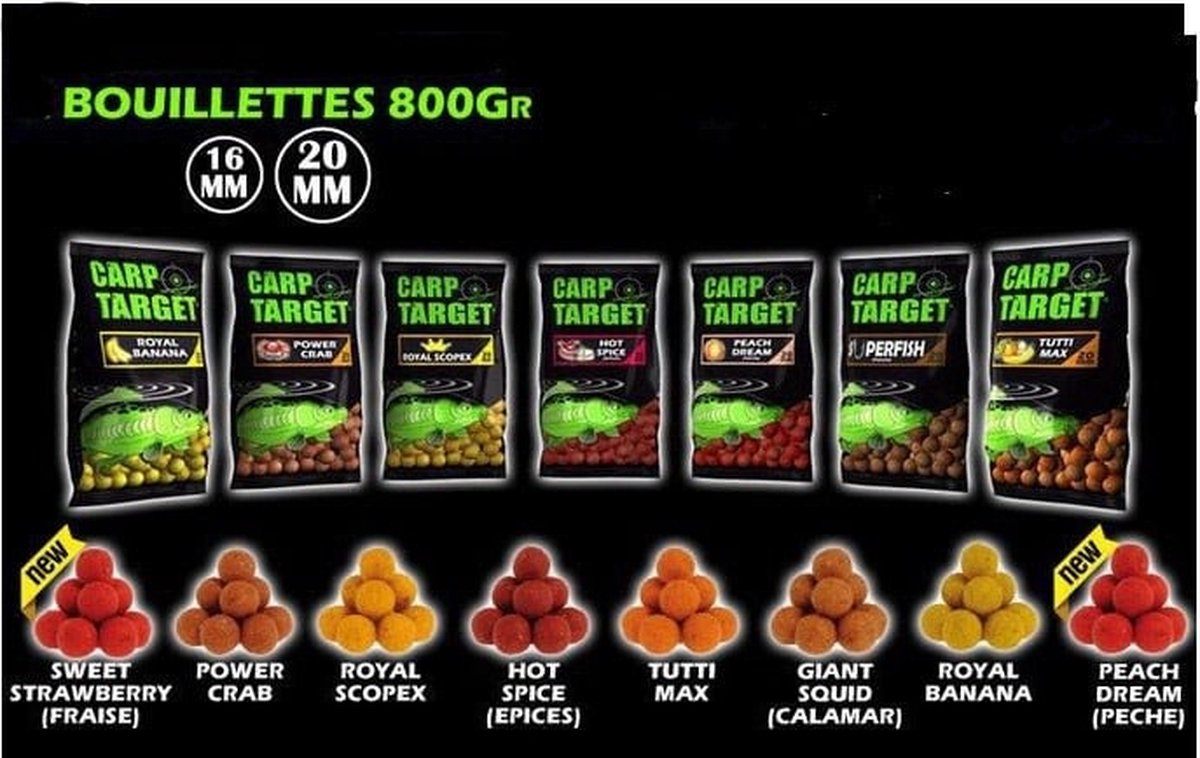 Fun Fishing Boilies Carp Target 16mm (800gr) - Smaak : Whisky Cola