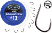 Browning Sphere Hooks To Nylon (8 pcs) Haak Beast Spade - Barbed 100cm - Maat : Haak 13 - 0.16mm