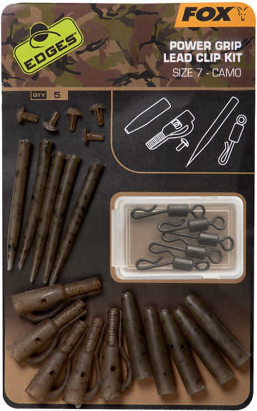 Fox Edges Camo Power Grip Lead Clip Kit Taille 7 5pc.