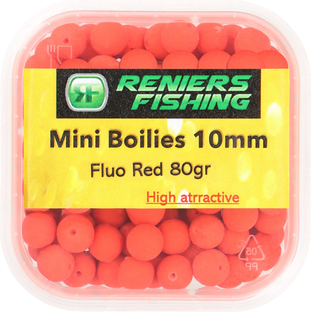 Reniers Fishing Mini Boilies Pre Drilled 8 mm (80gr) - Kleur : Fluo Rood