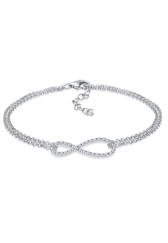 Elli Dames Armband Dames Infinity Motif Basic met Kristallen in 925 Sterling Zilver