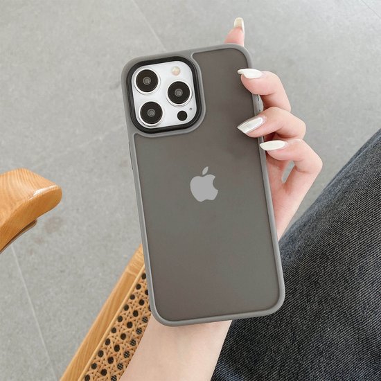 IYUPP Bumper pour iPhone 15 Pro Max Case Grijs x Zwart