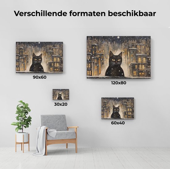 Artaza Peinture sur toile Chat noir en hiver – 30 x 20 – Klein – Photo sur toile – Impression sur toile