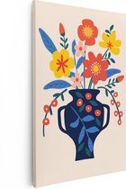 Artaza Canvas Schilderij Vaas met Bloemen - Abstract - 80x120 - Groot - Foto Op Canvas - Wanddecoratie Woonkamer