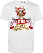 T-shirt Amsterdam | Foute Kersttrui Dames Heren | Kerstcadeau | Ajax supporter | Wit | maat M