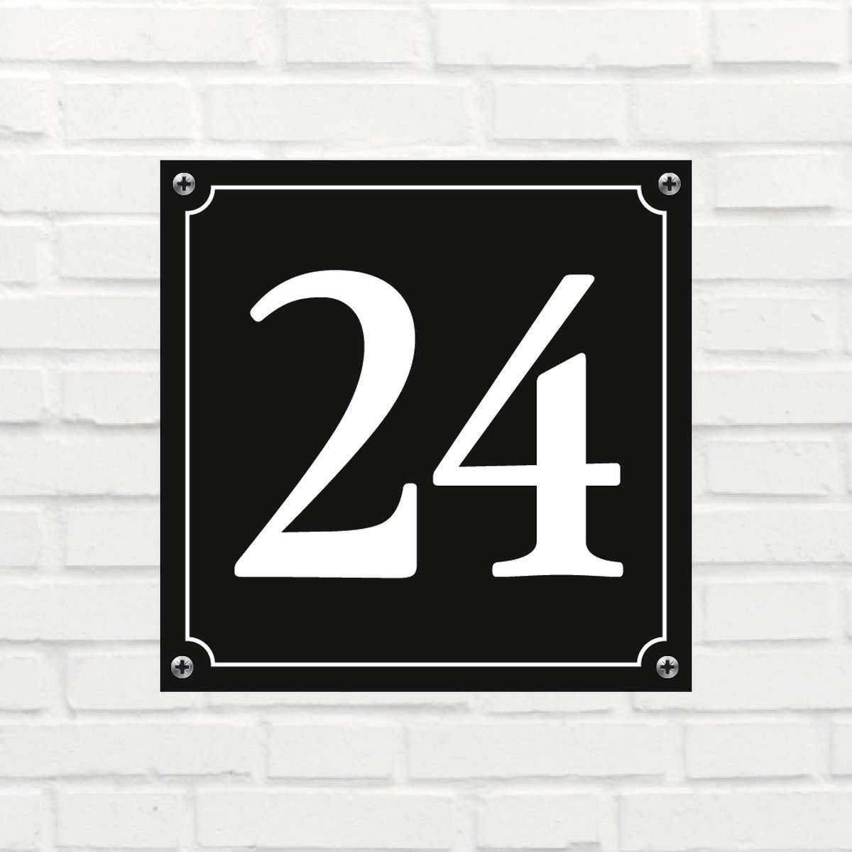 Huisnummerbord Mat zwart Deluxe - Nummer 24 - incl. bevestiging